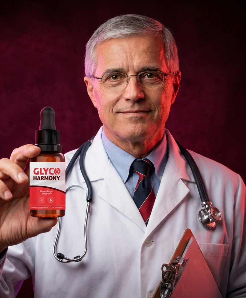 Doctor holding Glyco Harmony bottle